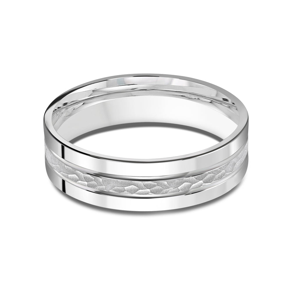 Hammered Horizon Men's Band with Platinum / 6 Cut Diamond in 14KT Platinum / 6 view 1
