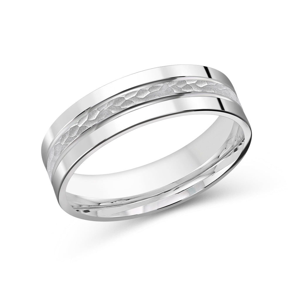 Hammered Horizon Men's Band with Platinum / 6 Cut Diamond in 14KT Platinum / 6 view 2
