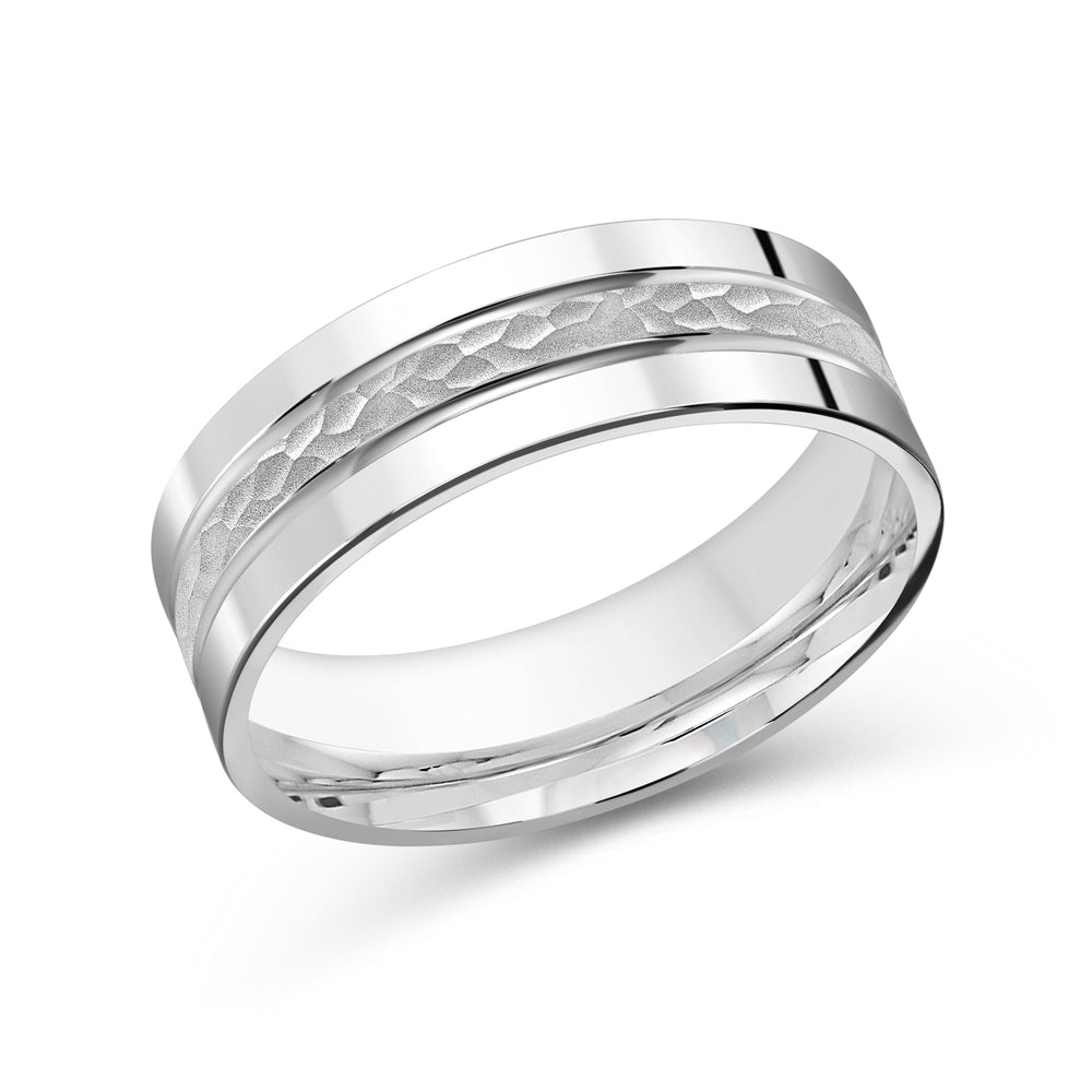 Hammered Horizon Men's Band with Platinum / 7 Cut Diamond in 14KT Platinum / 7 view 2
