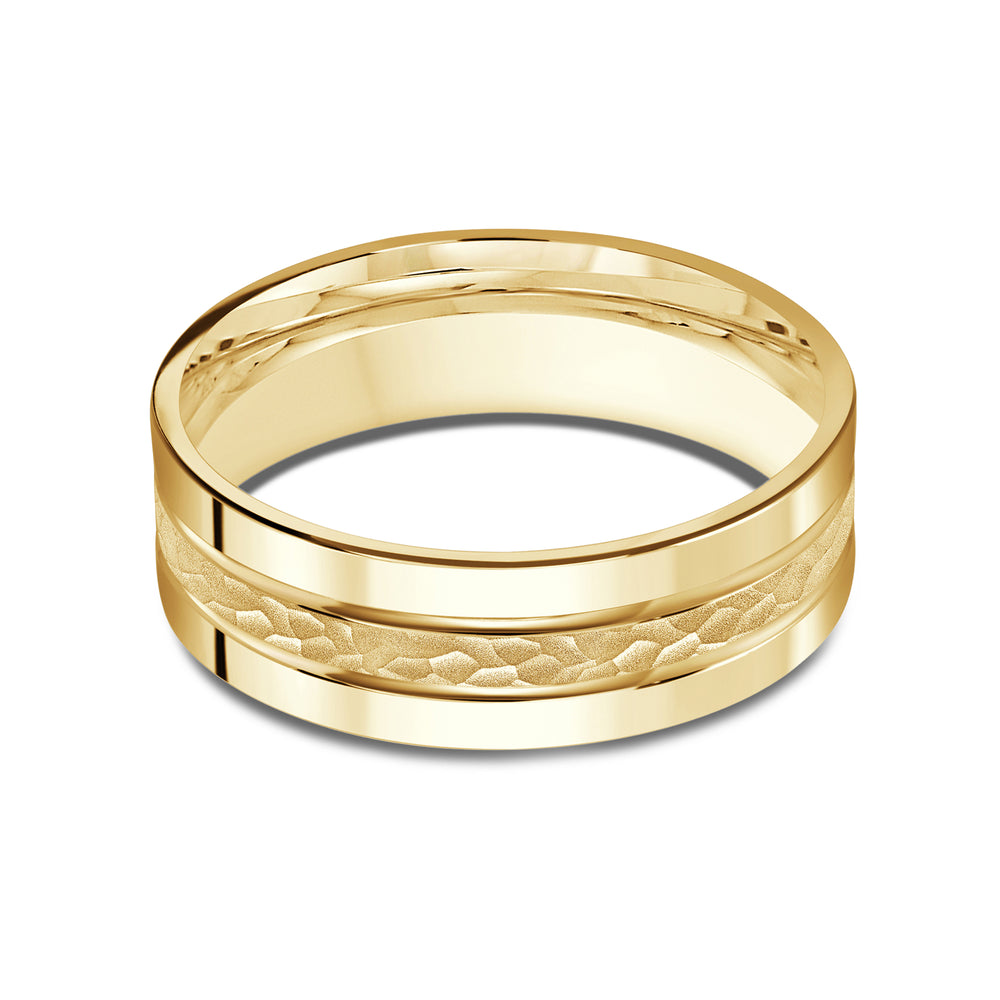 Hammered Horizon Men's Band with 18KT Yellow Gold / 7 Cut Diamond in 14KT Yellow Gold / 7 view 1
