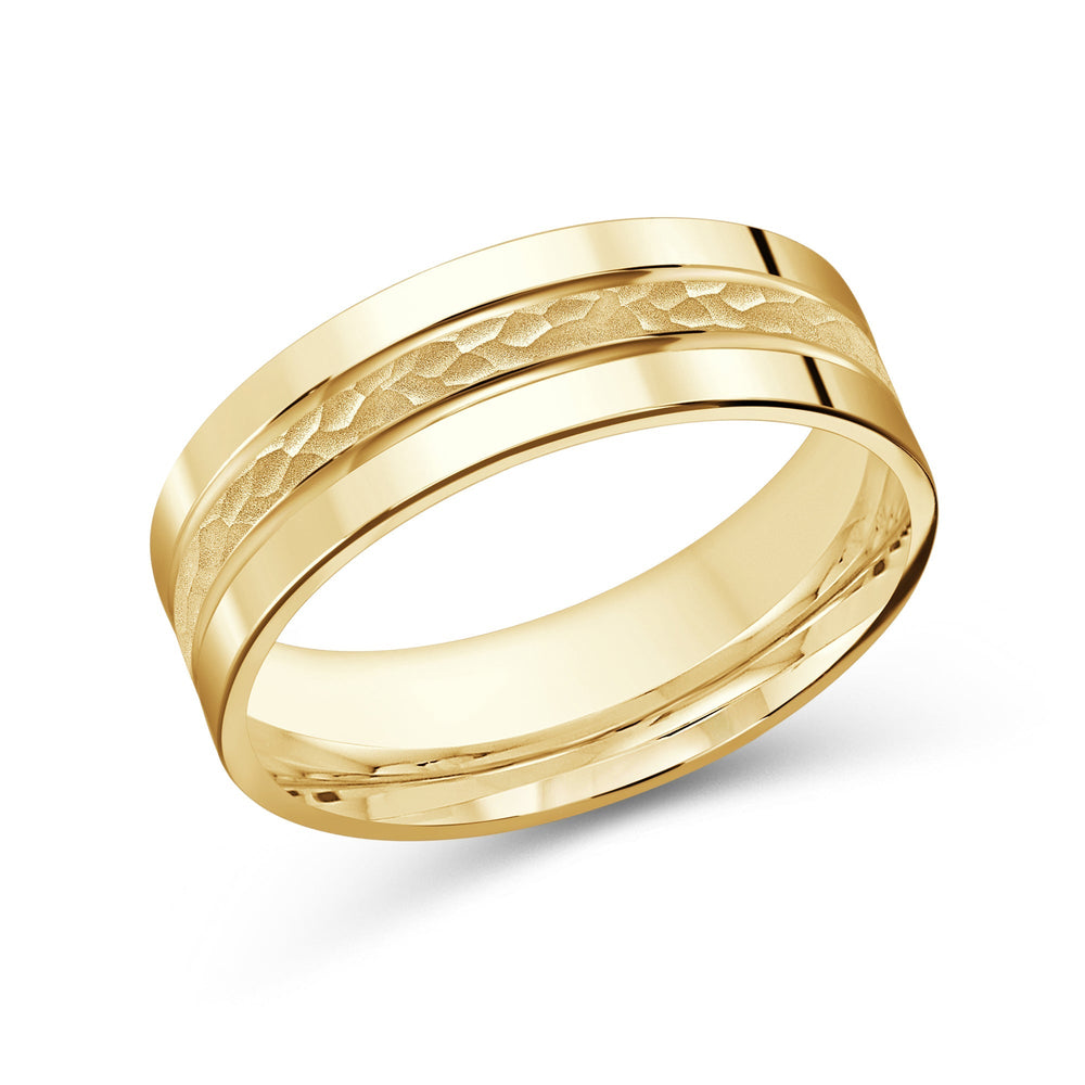 Hammered Horizon Men's Band with 18KT Yellow Gold / 7 Cut Diamond in 14KT Yellow Gold / 7 view 2
