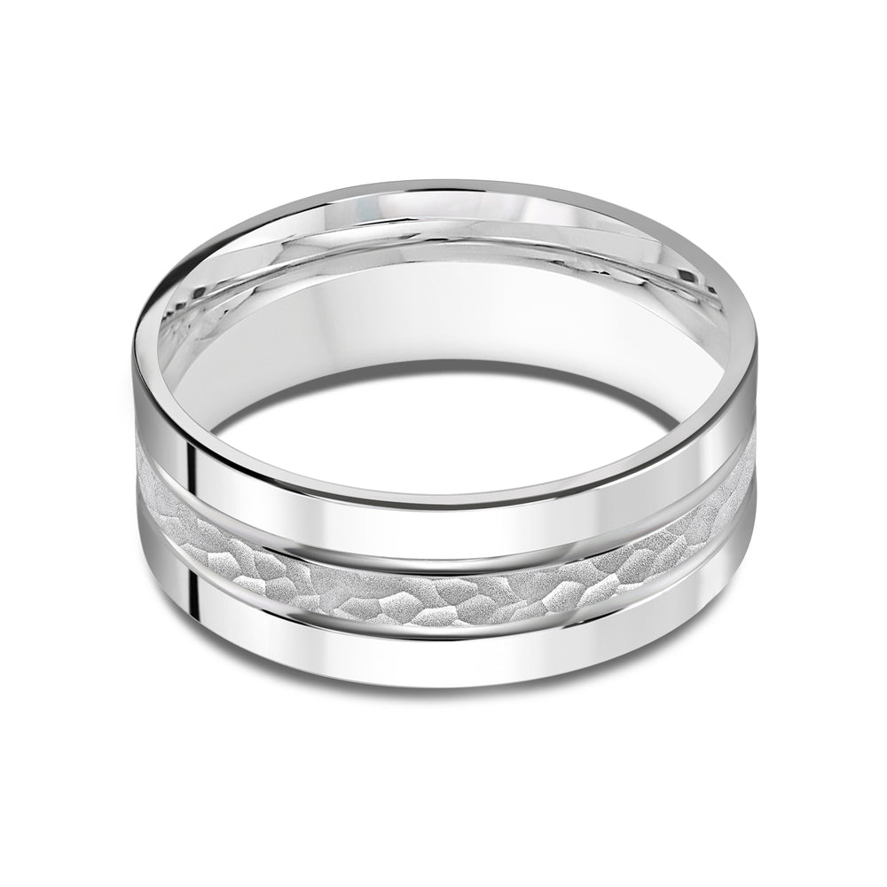 Hammered Horizon Men's Band with Platinum / 8 Cut Diamond in 14KT Platinum / 8 view 1
