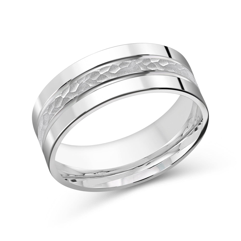 Hammered Horizon Men's Band with Platinum / 8 Cut Diamond in 14KT Platinum / 8 view 2
