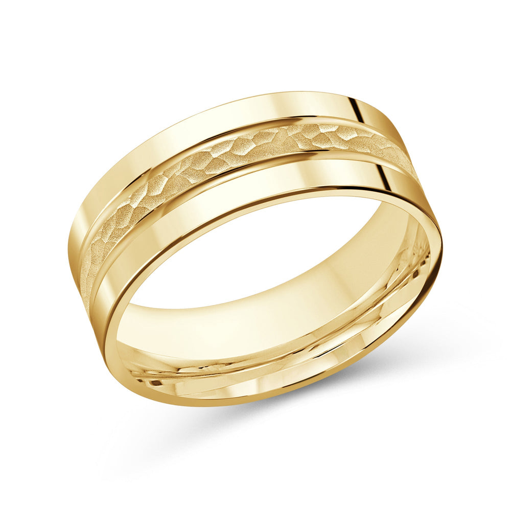 Hammered Horizon Men's Band with 18KT Yellow Gold / 8 Cut Diamond in 14KT Yellow Gold / 8 view 2
