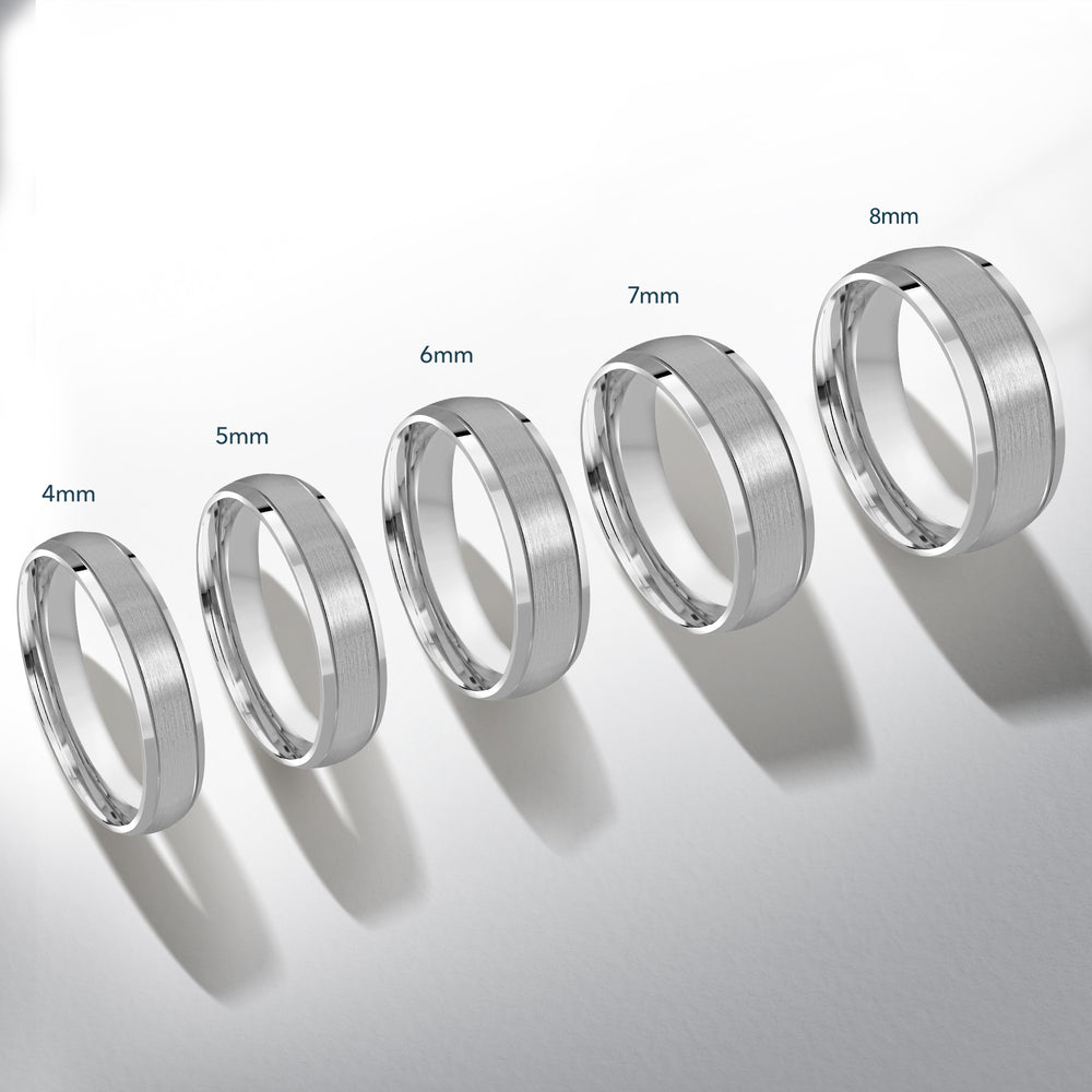 Two Tone Beveled Edge Men's Band with 18KT Rose & White Gold / 8 Cut Diamond in 14KT Rose & White Gold / 8 view 4
