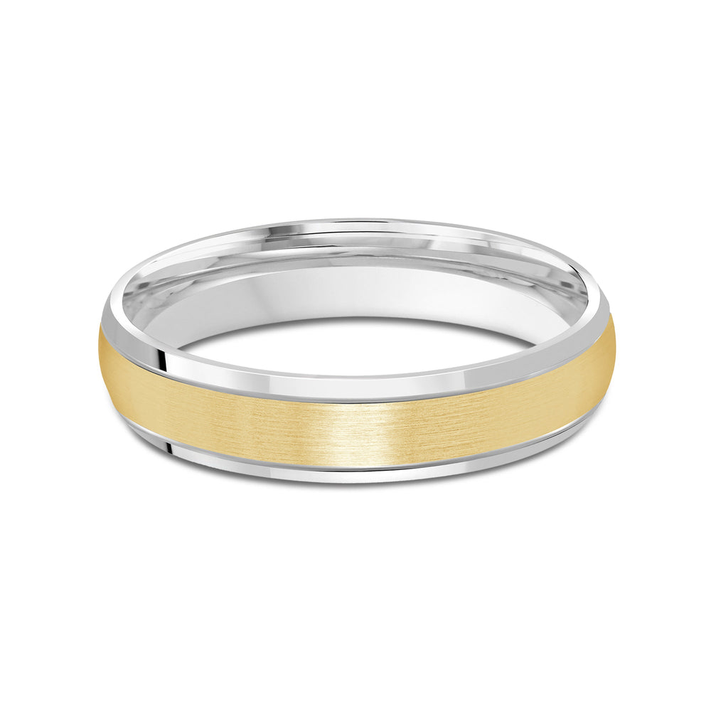 Two Tone Beveled Edge Men's Band with 18KT White & Yellow Gold / 4 Cut Diamond in 14KT White & Yellow Gold / 4 view 1
