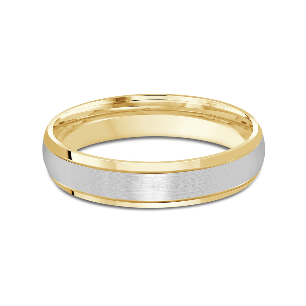Two Tone Beveled Edge Men's Band with 18KT Yellow & White Gold / 4 Cut Diamond in 14KT Yellow & White Gold / 4 view 1
