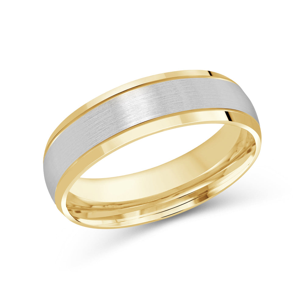 Two Tone Beveled Edge Men's Band with 18KT Yellow & White Gold / 6 Cut Diamond in 14KT Yellow & White Gold / 6 view 2
