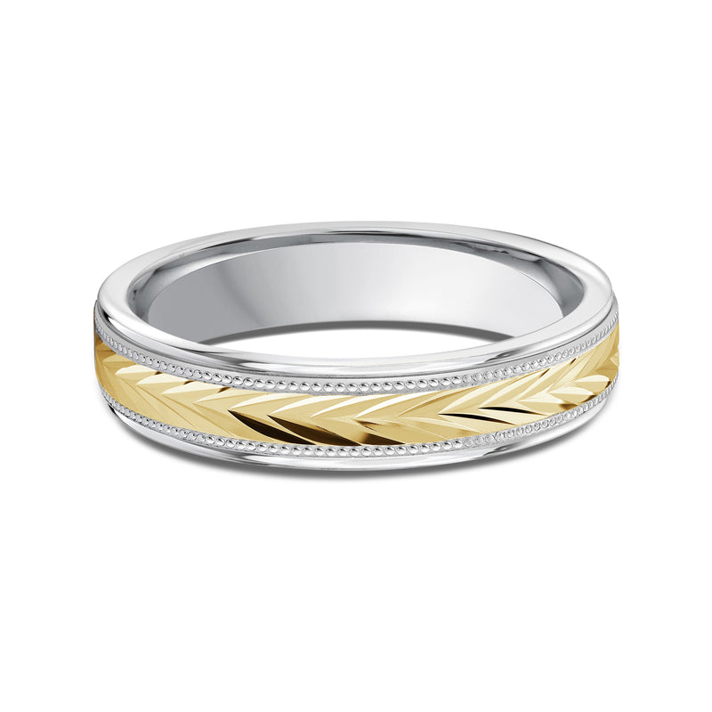 Two Tone Chevron Milgrain Men's Band