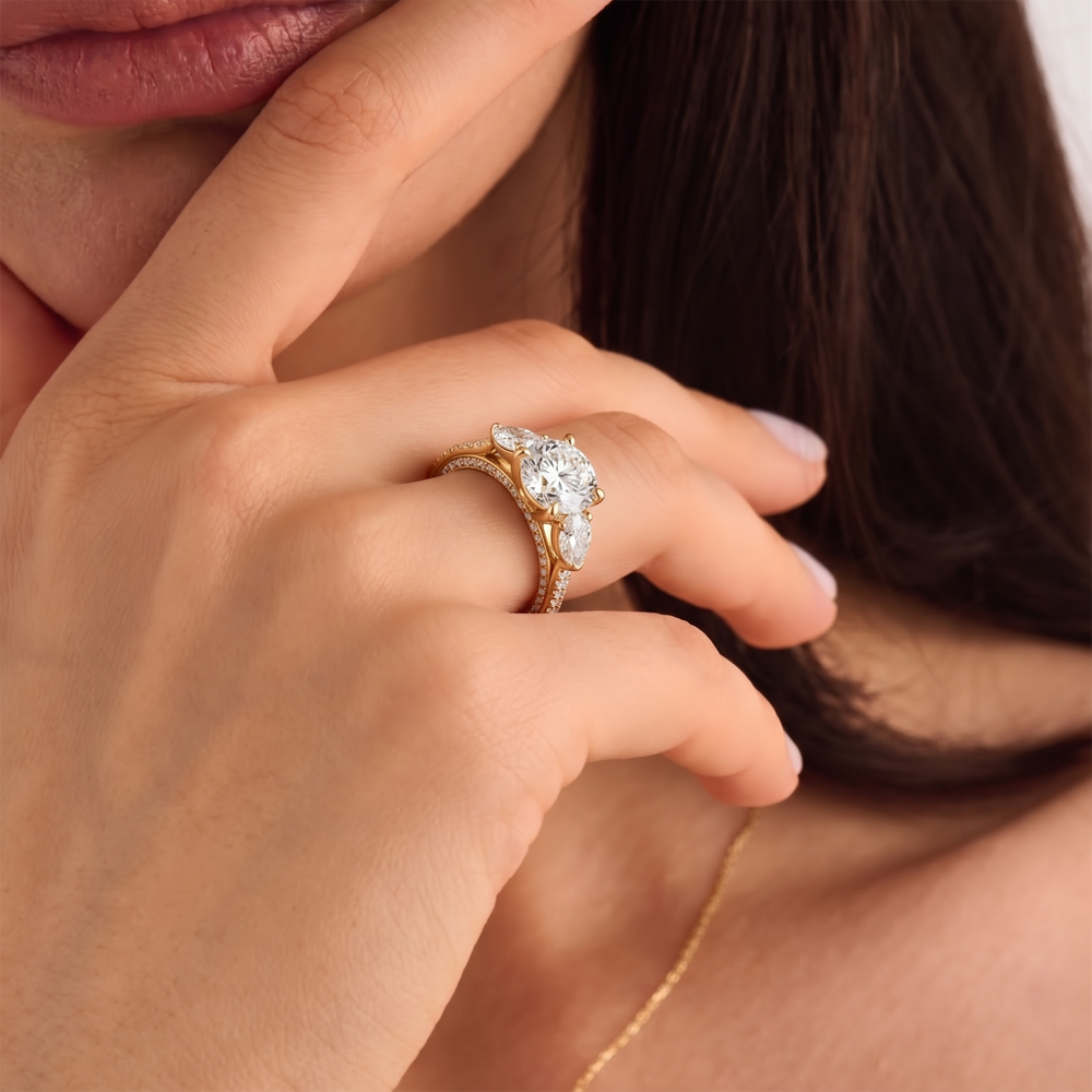 Oval Cut The W Crest Engagement Ring with Lab Grown Diamond in 14KT Platinum view 4
