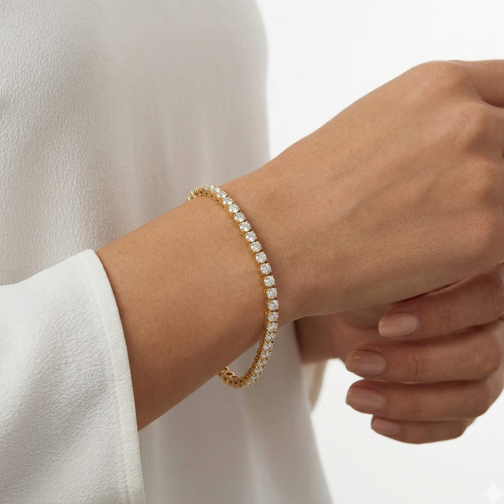 Petite Eternity Diamond Tennis Bracelet with 1 Cut Diamond in 14KT White Gold view 3
