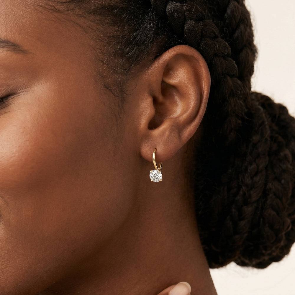 The W Classic Earrings with 18KT White Gold / Lab / 2 Cut Diamond in 14KT White Gold / Lab / 2 view 3

