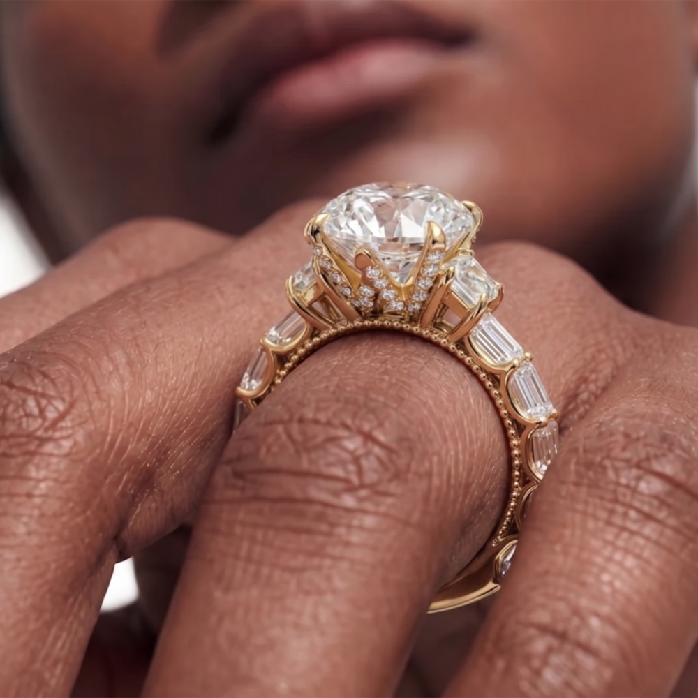 The W Zenith Engagement Ring with Princess Cut Diamond in 14KT Platinum view 3
