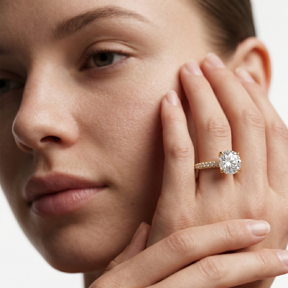 The W Radiance Engagement Ring with Round Cut Diamond in 14KT Platinum view 4

