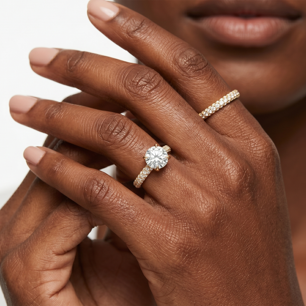 The W Radiance Engagement Ring with Radiant Cut Diamond in 14KT Rose Gold & Platinum view 5

