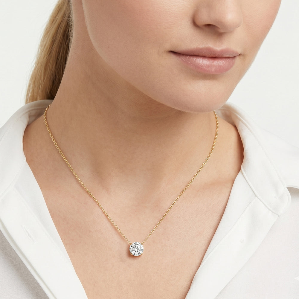 The W Classic Necklace with 14KT Rose Gold / Lab / 2 Cut Diamond in 14KT Rose Gold / Lab / 2 view 3
