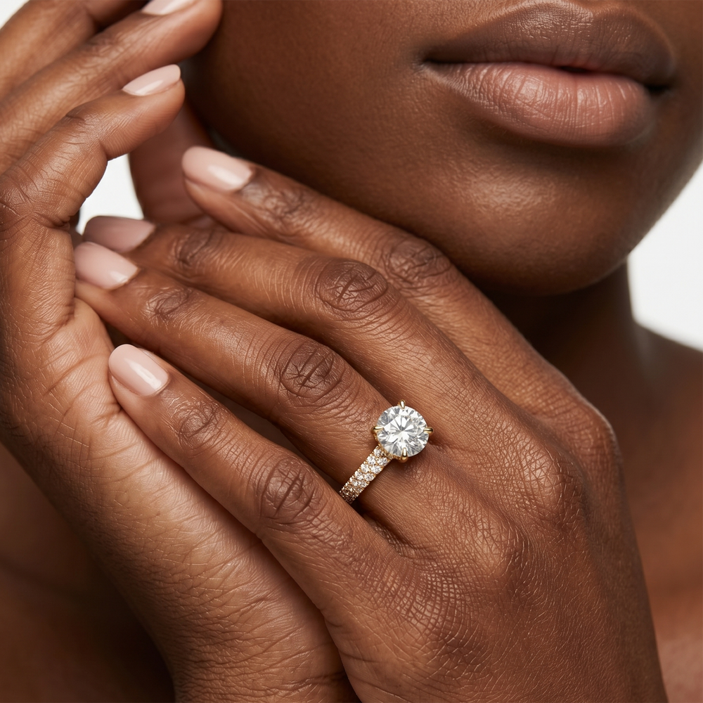 The W Radiance Engagement Ring with Round Cut Diamond in 14KT Rose Gold view 3
