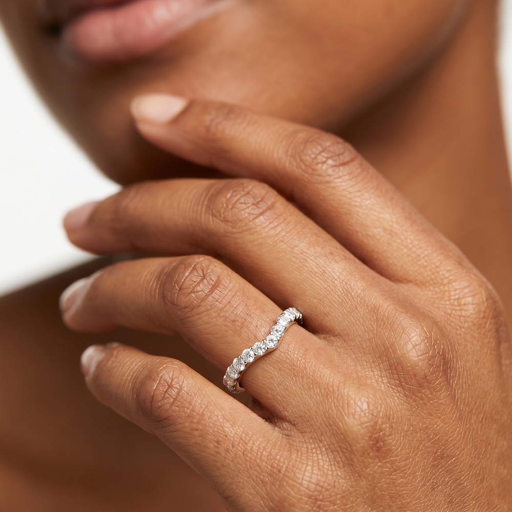 Elan Crossover Diamond Wedding Band with 18KT White & Rose Gold Cut Diamond in 14KT White & Rose Gold view 2
