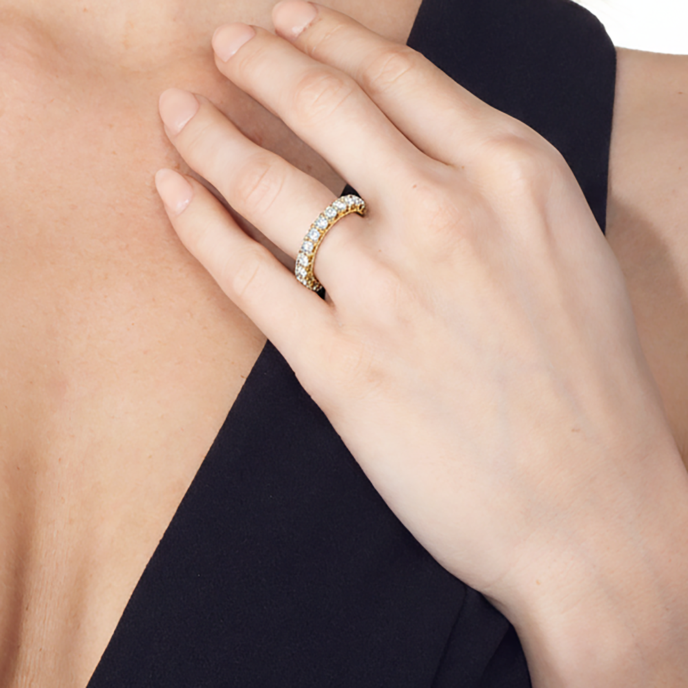 Premium Cushion Eternity Ring (E+ VS+) with 18KT Yellow Gold / Lab / 3 Cut Diamond in 14KT Yellow Gold / Lab / 3 view 3
