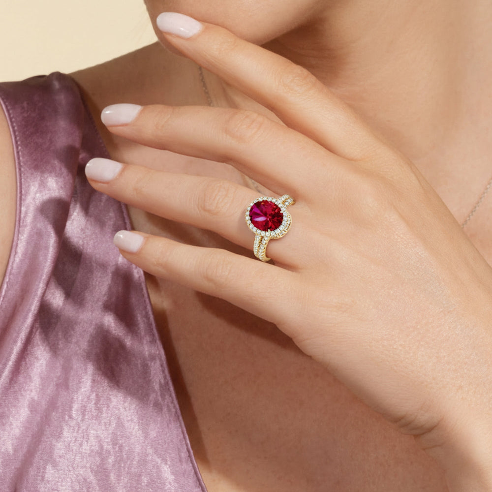 The Roselle Diamond Wedding Band with Created Ruby Cut Diamond in 14KT Platinum view 6
