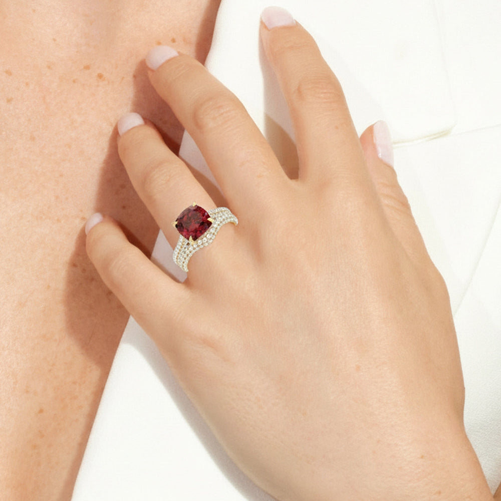 The Rouge Diamond Wedding Band with Created Ruby Cut Diamond in 14KT Platinum view 6
