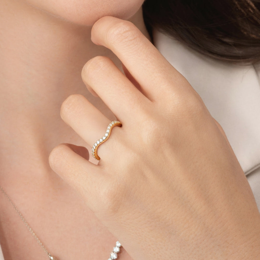 The Rosalune Diamond Wedding Band with Created Emerald Cut Diamond in 14KT Platinum view 5
