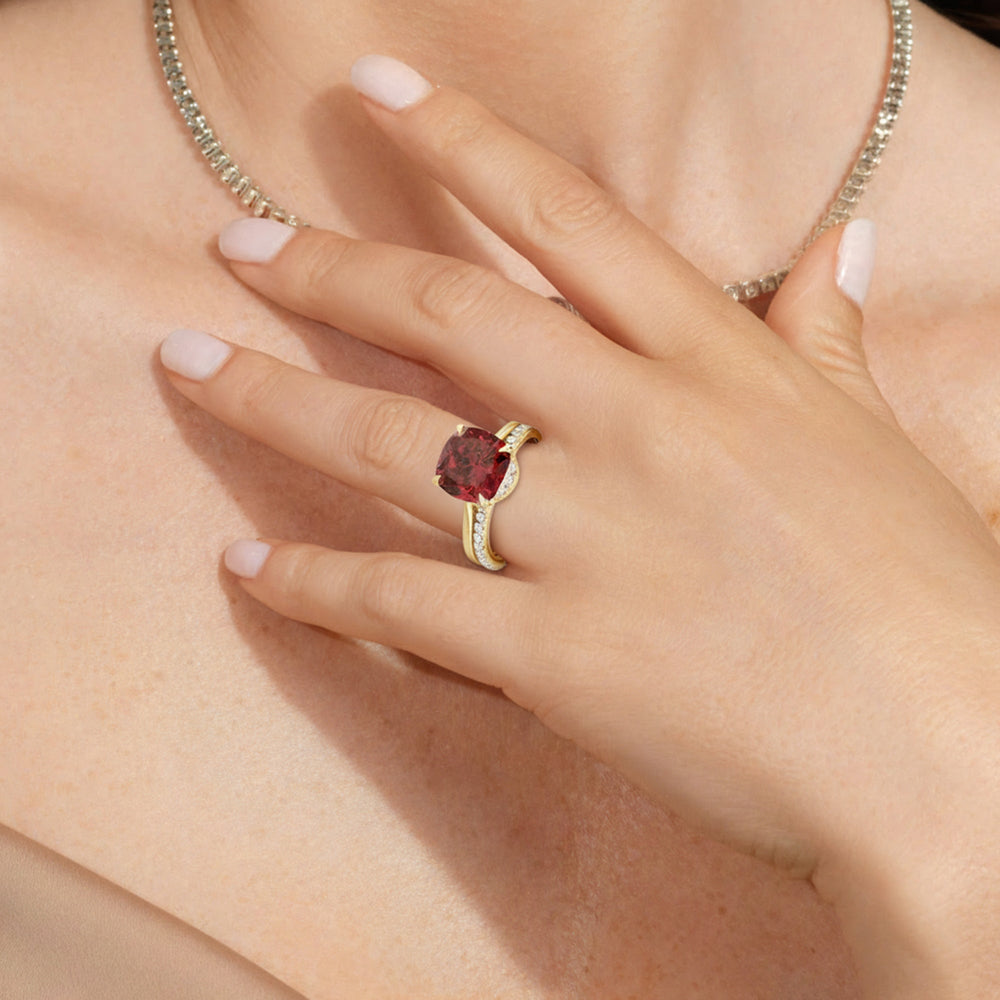 The Verdelle Diamond Wedding Band with Created Ruby Cut Diamond in 14KT Platinum view 6
