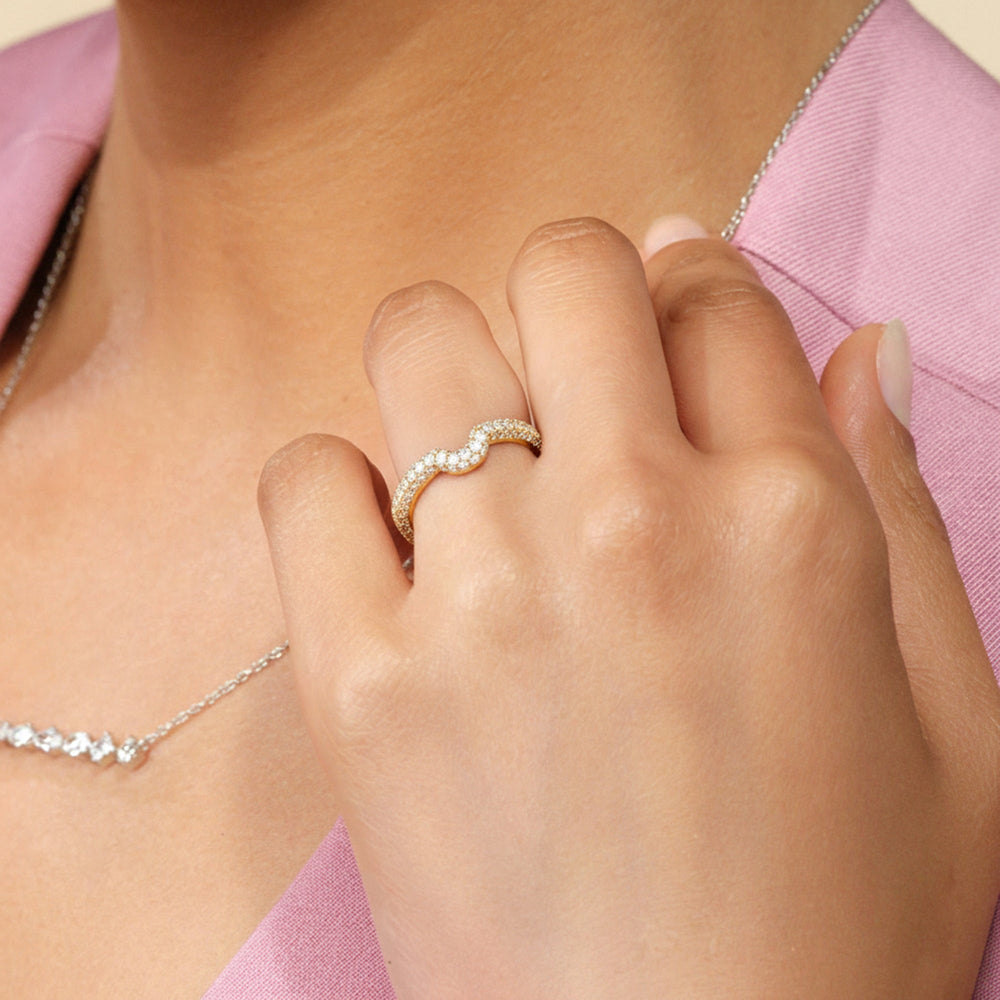 The Florence Diamond Wedding Band with Created London Blue Topaz Cut Diamond in 14KT Rose Gold view 5
