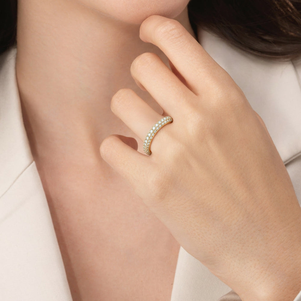 The Mariner Diamond Wedding Band with Created London Blue Topaz Cut Diamond in 14KT Rose Gold view 5
