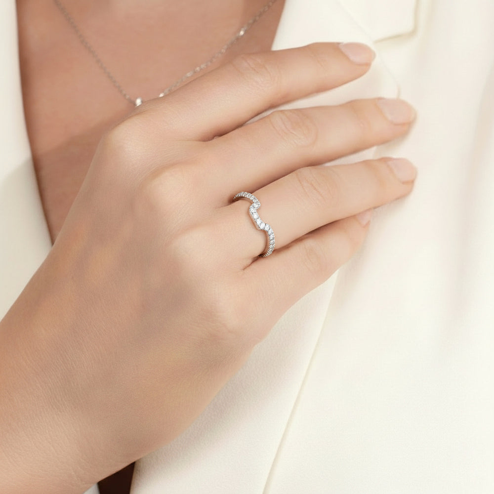 Model Wearing The Katherine Diamond Wedding Band view