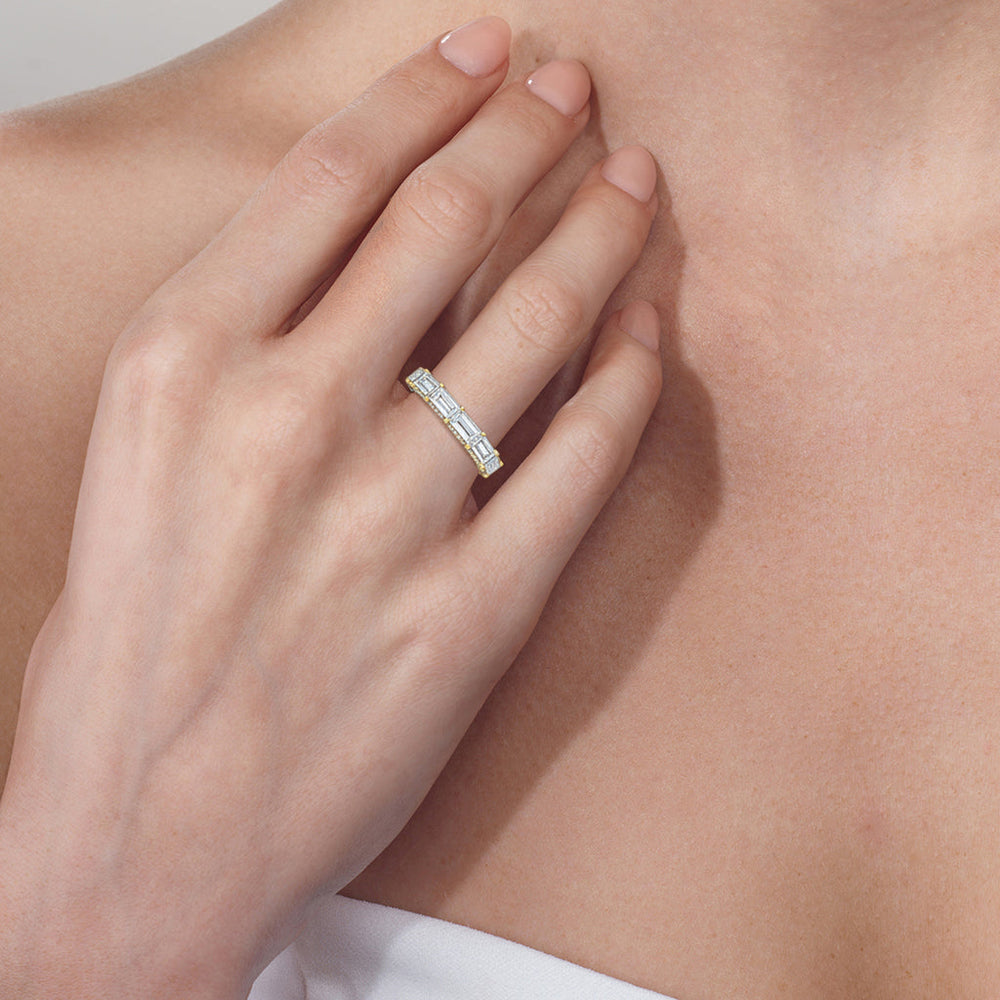 Model Wearing The Greta Diamond Wedding Band view