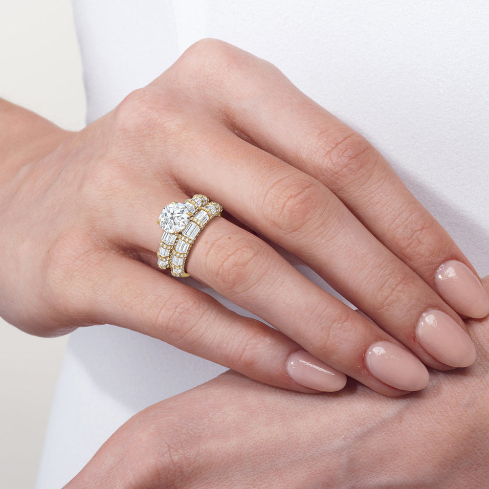 Model Wearing The Ingrid Diamond Wedding Band view