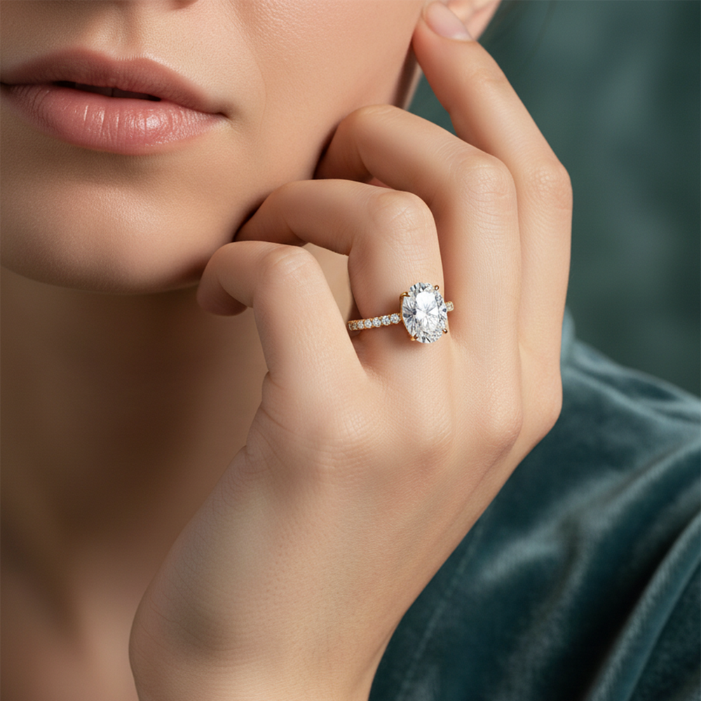 Emerald Cut The Tulip Lumière Ring with Lab Grown Diamond in 14KT Platinum view 3
