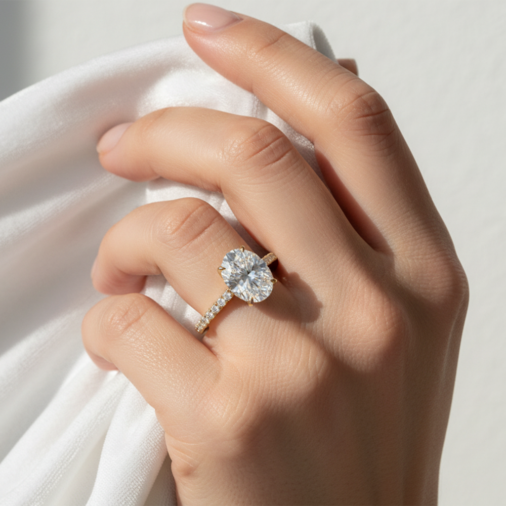 Emerald Cut The Tulip Lumière Ring with Lab Grown Diamond in 14KT Rose Gold view 2
