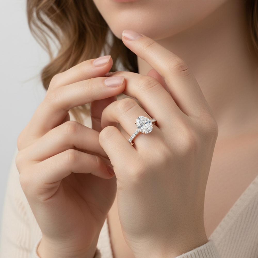 The Tulip Lightline Ring with Radiant Cut Diamond in 14KT Yellow Gold view 3
