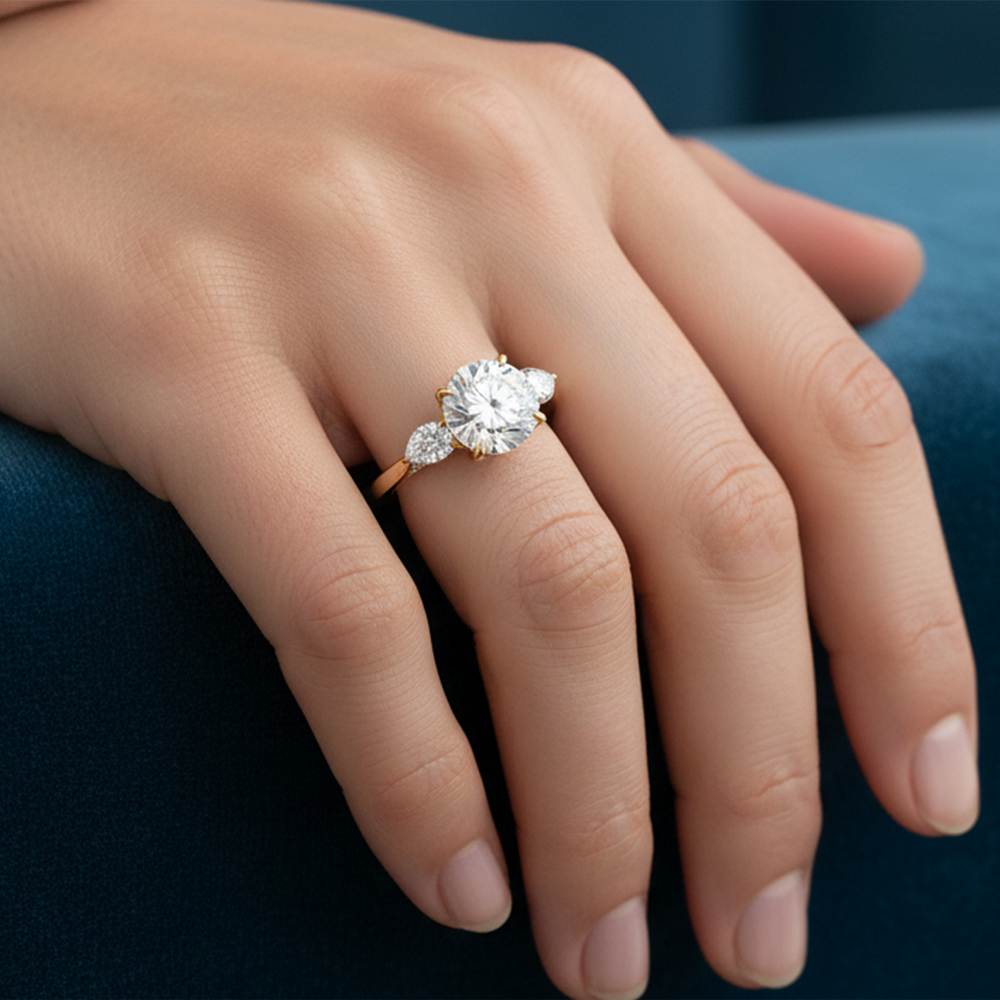 Model Wearing The Tulip Trilogy Ring view