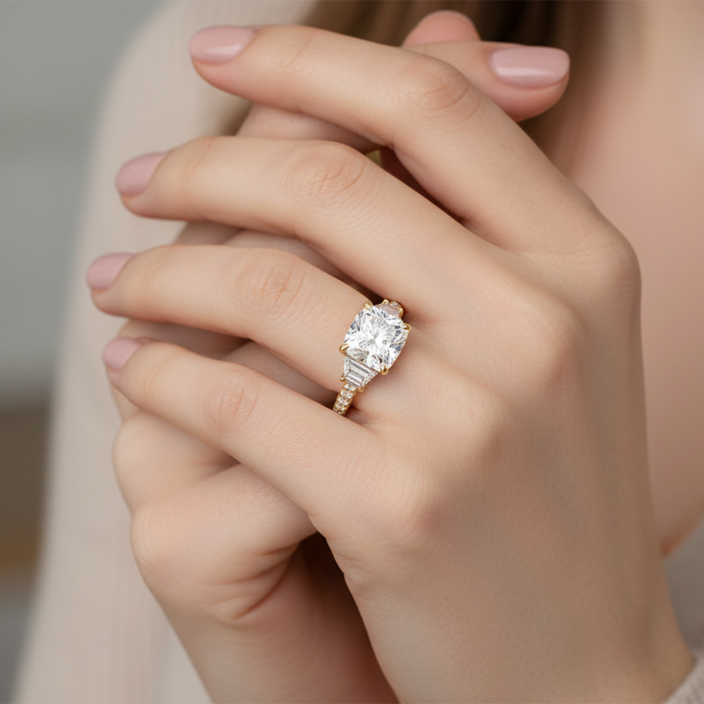 Oval Cut The Tulip Grande Ring with Lab Grown Diamond in 14KT Yellow Gold view 3
