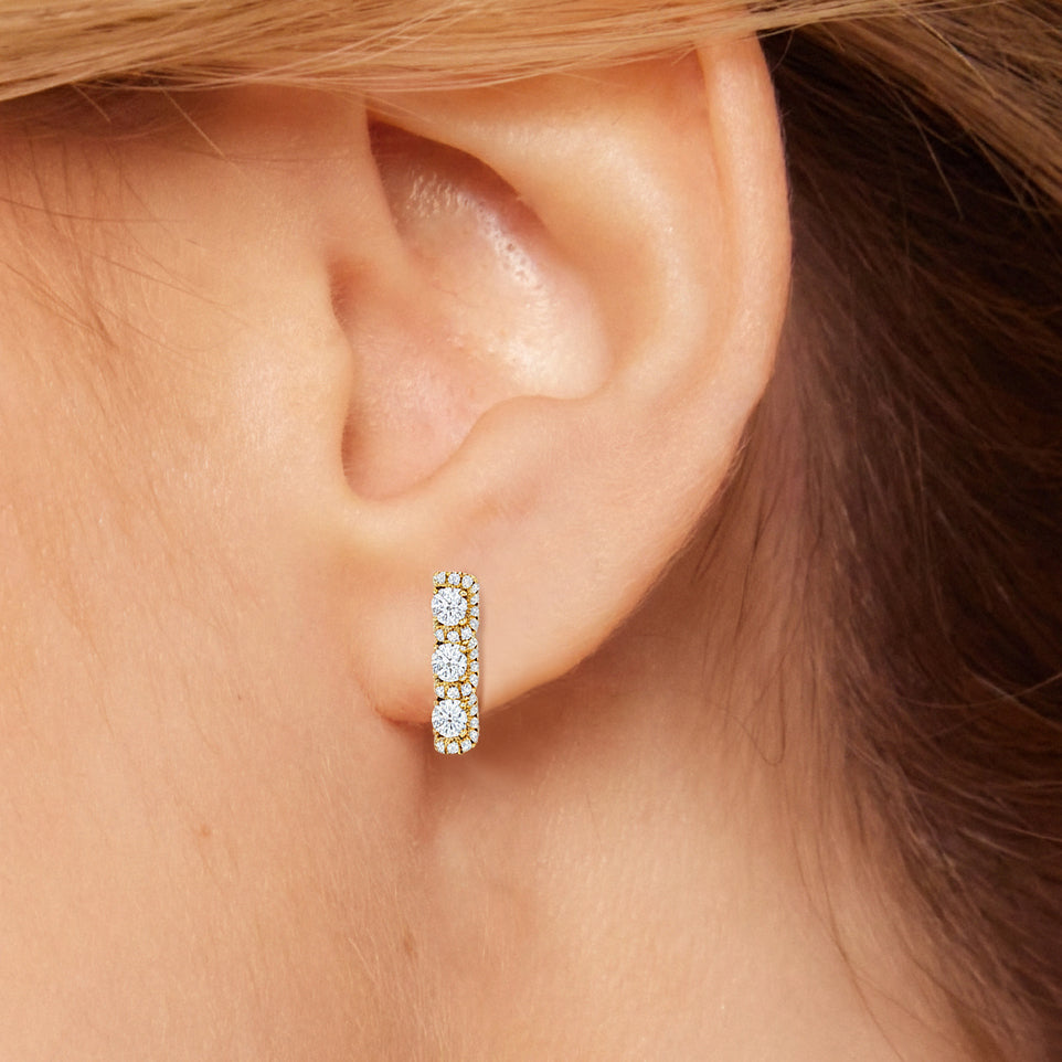 The Fulton Drop Studs with Platinum / Lab / 1 Cut Diamond in 14KT Platinum / Lab / 1 view 2
