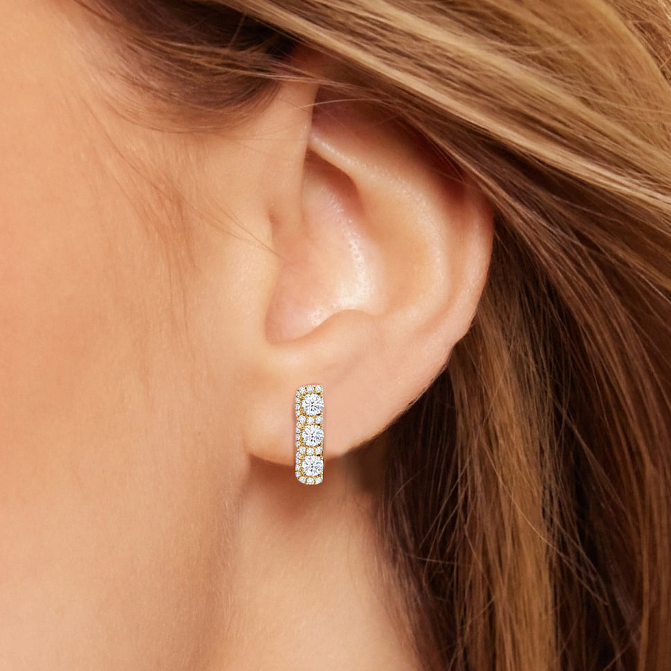 The Fulton Drop Studs with 18KT Rose Gold / Lab / 1 Cut Diamond in 14KT Rose Gold / Lab / 1 view 3
