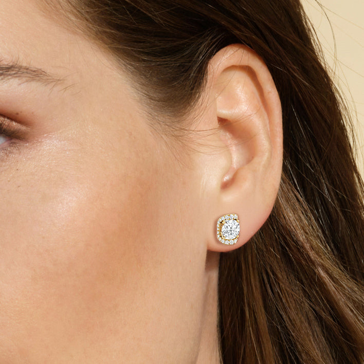 The Fulton Studs with 18KT Yellow Gold / Lab / 2 1/4 Cut Diamond in 14KT Yellow Gold / Lab / 2 1/4 view 3

