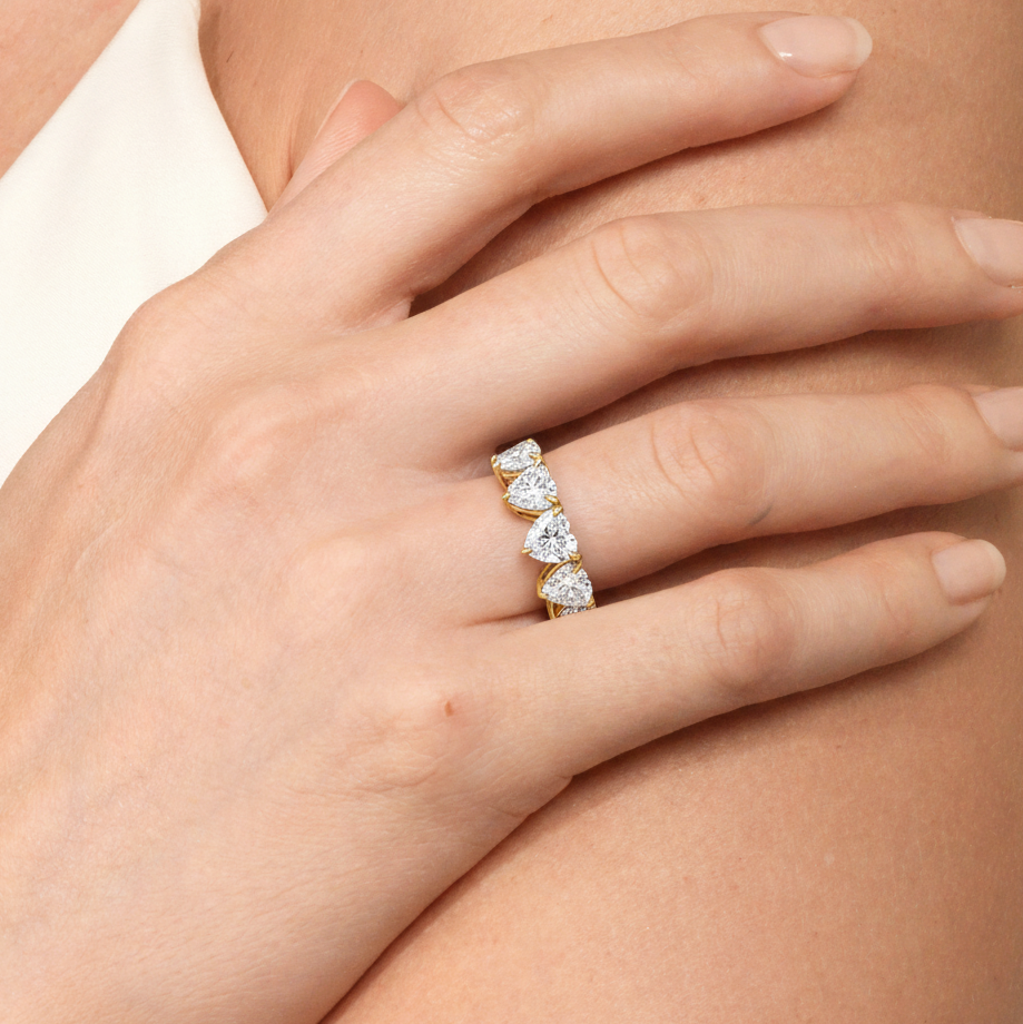 Five Stone Heart Diamond Anniversary Ring with 18KT Rose Gold / Natural / 4 Cut Diamond in 14KT Rose Gold / Natural / 4 view 2
