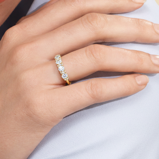 The Crown Anniversary Ring with 18KT Rose Gold / Natural / 1 Cut Diamond in 14KT Rose Gold / Natural / 1 view 3
