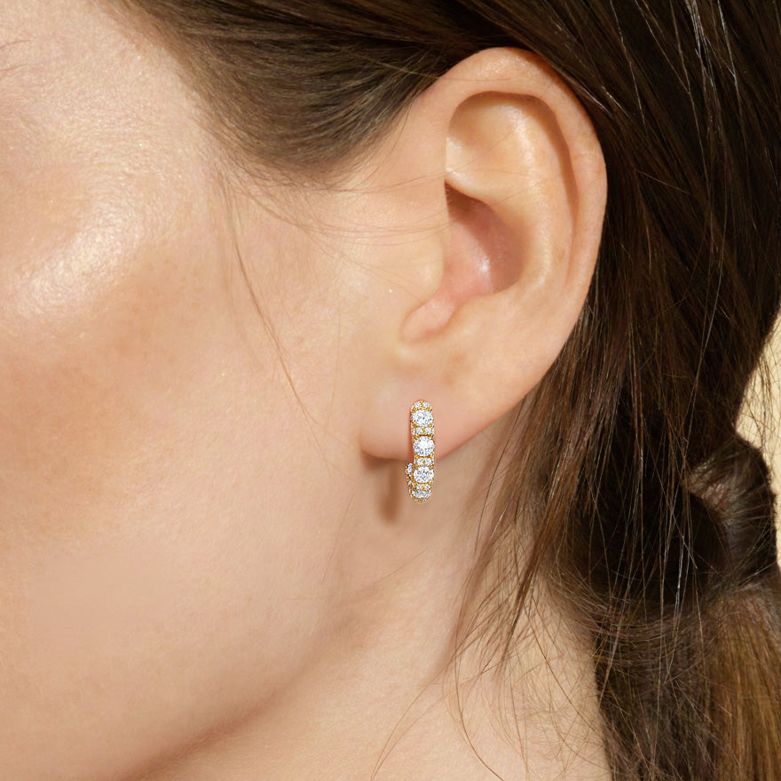 The Fulton Hoops with 18KT Yellow Gold / Lab / 2 1/10 Cut Diamond in 14KT Yellow Gold / Lab / 2 1/10 view 3

