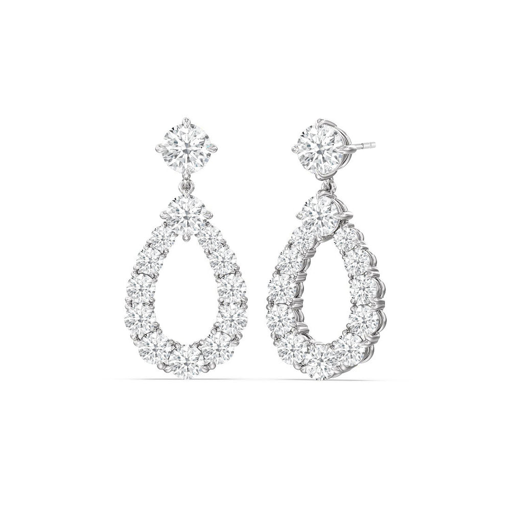Elegance Tear Drop Earrings with 14KT White Gold / Lab / 7 3/4 Cut Diamond in 14KT White Gold / Lab / 7 3/4 view 1

