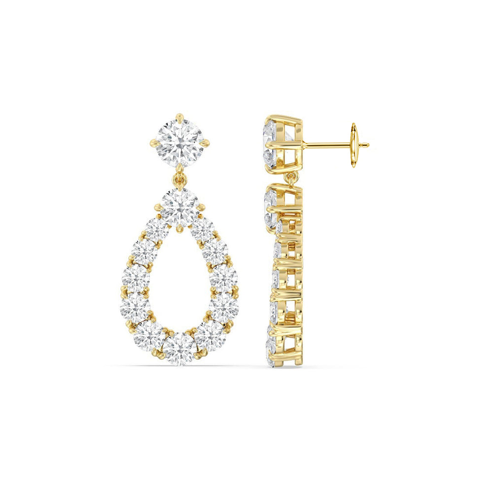 Elegance Tear Drop Earrings with 14KT Yellow Gold / Lab / 7 3/4 Cut Diamond in 14KT Yellow Gold / Lab / 7 3/4 view 2
