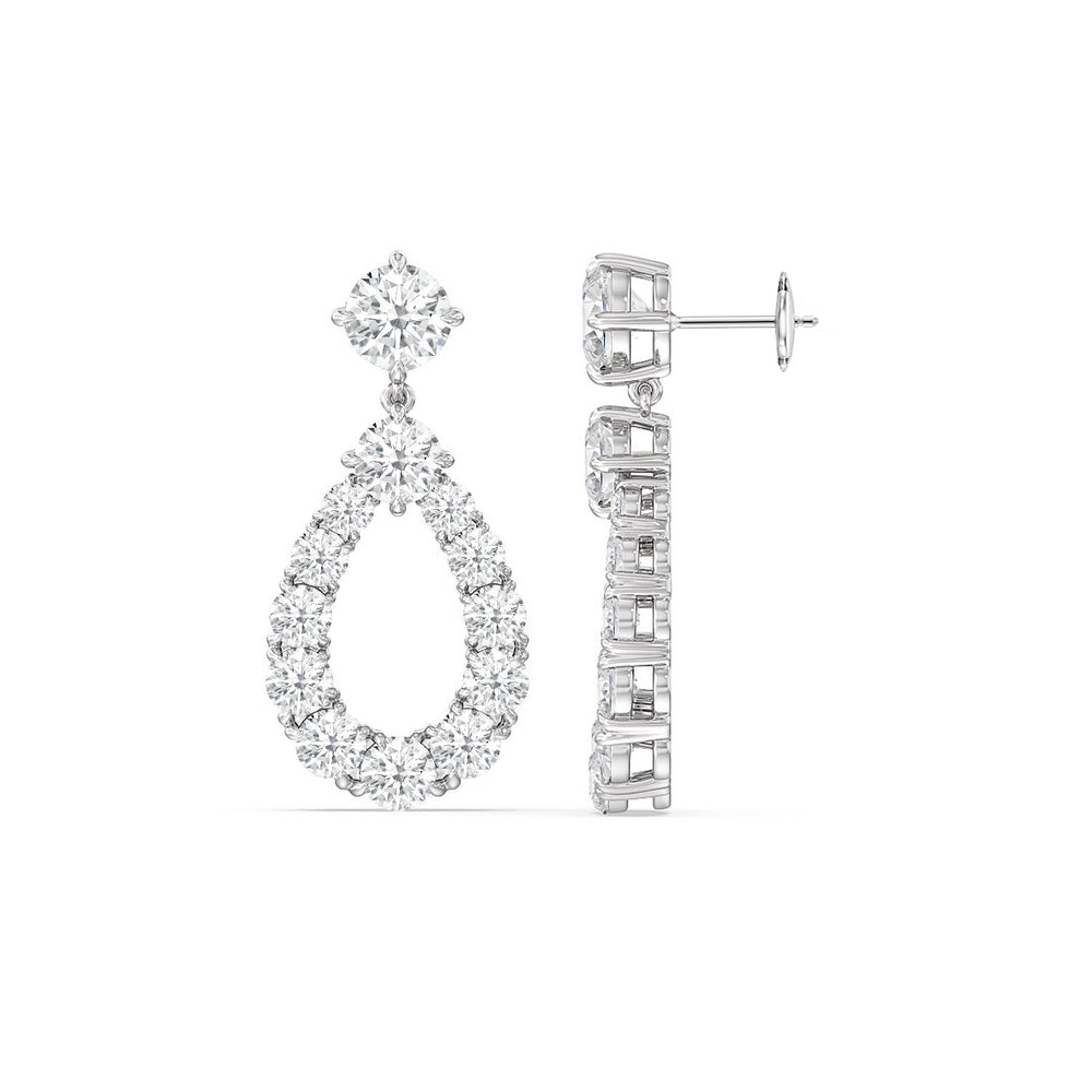 Elegance Tear Drop Earrings with 14KT White Gold / Lab / 7 3/4 Cut Diamond in 14KT White Gold / Lab / 7 3/4 view 2
