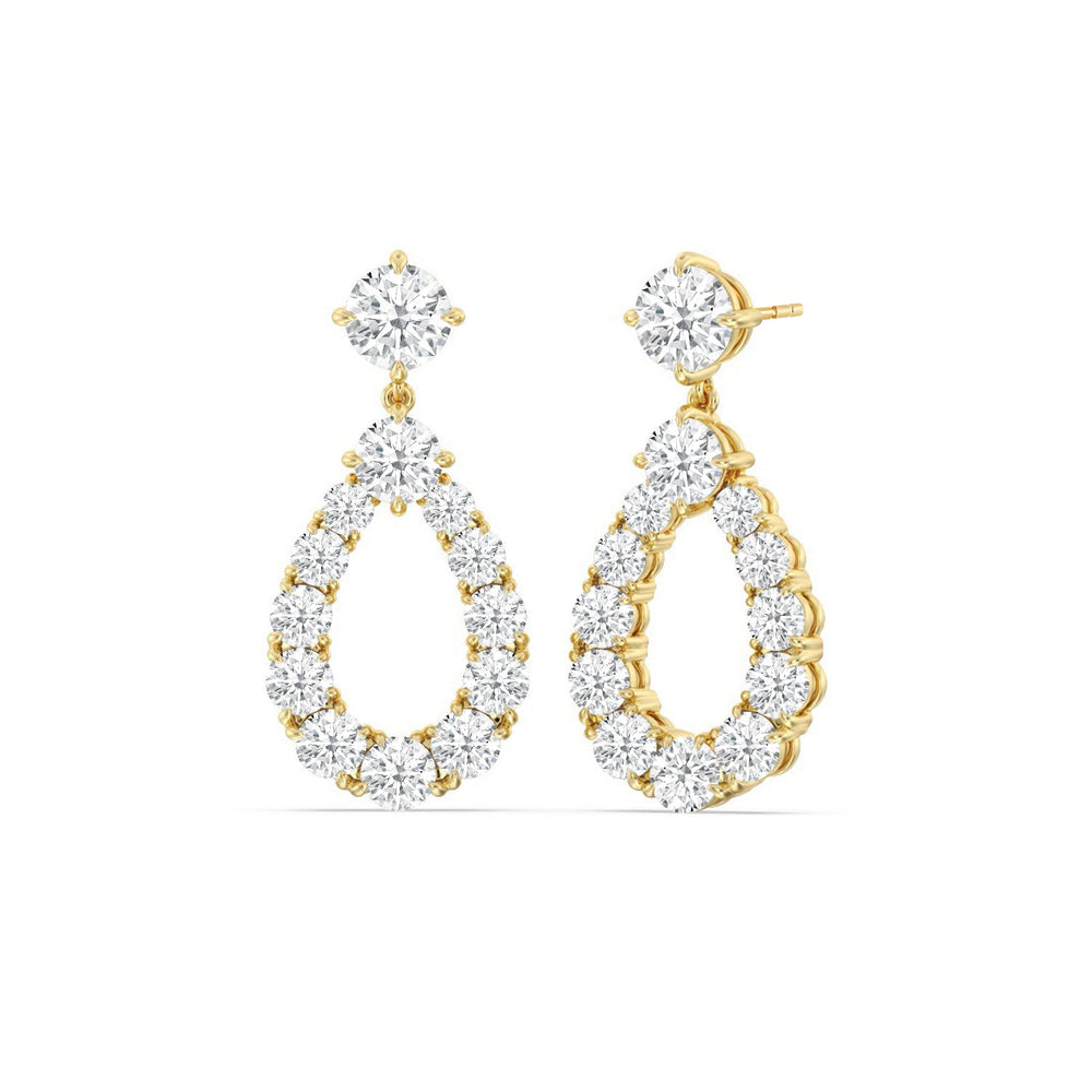 Elegance Tear Drop Earrings with 14KT Yellow Gold / Lab / 7 3/4 Cut Diamond in 14KT Yellow Gold / Lab / 7 3/4 view 1
