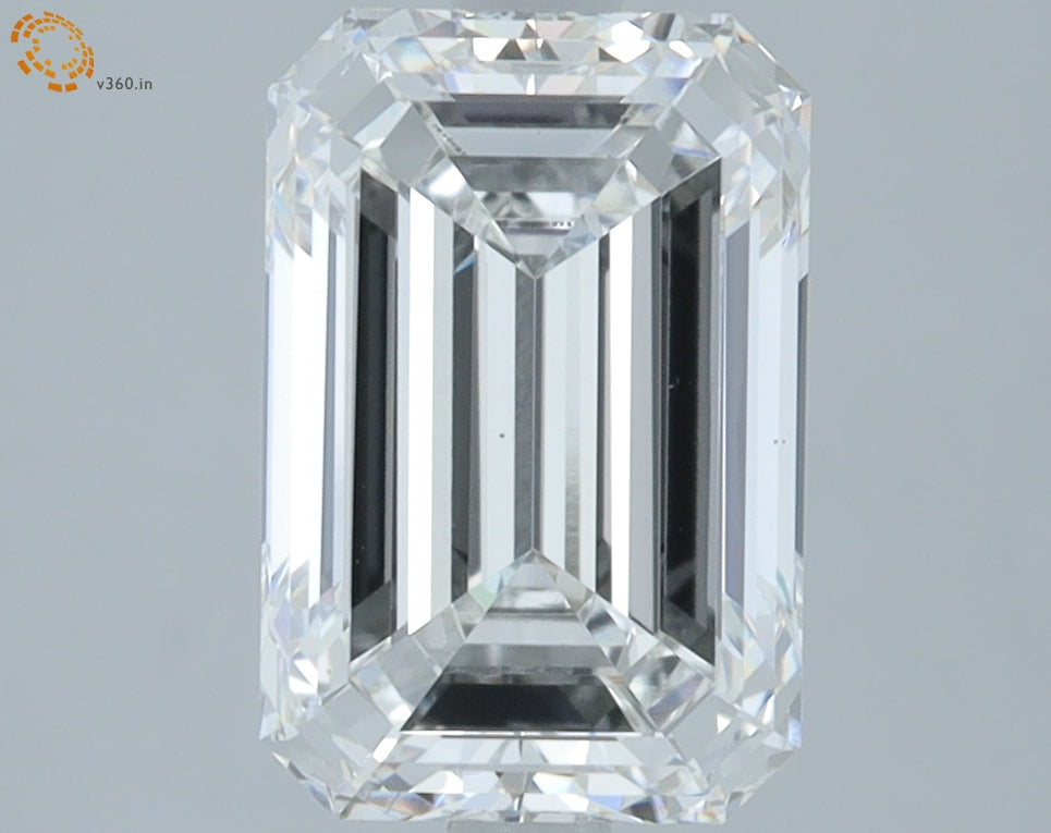 3.11 Carat Emerald Lab Diamond with  Cut Diamond in 14KT  view 1
