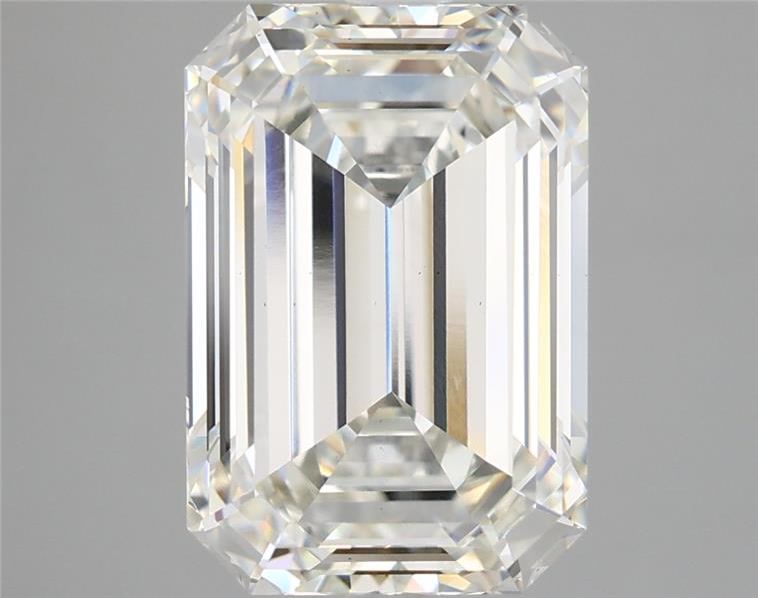 5.05 Carat Emerald Lab Diamond with  Cut Diamond in 14KT  view 1
