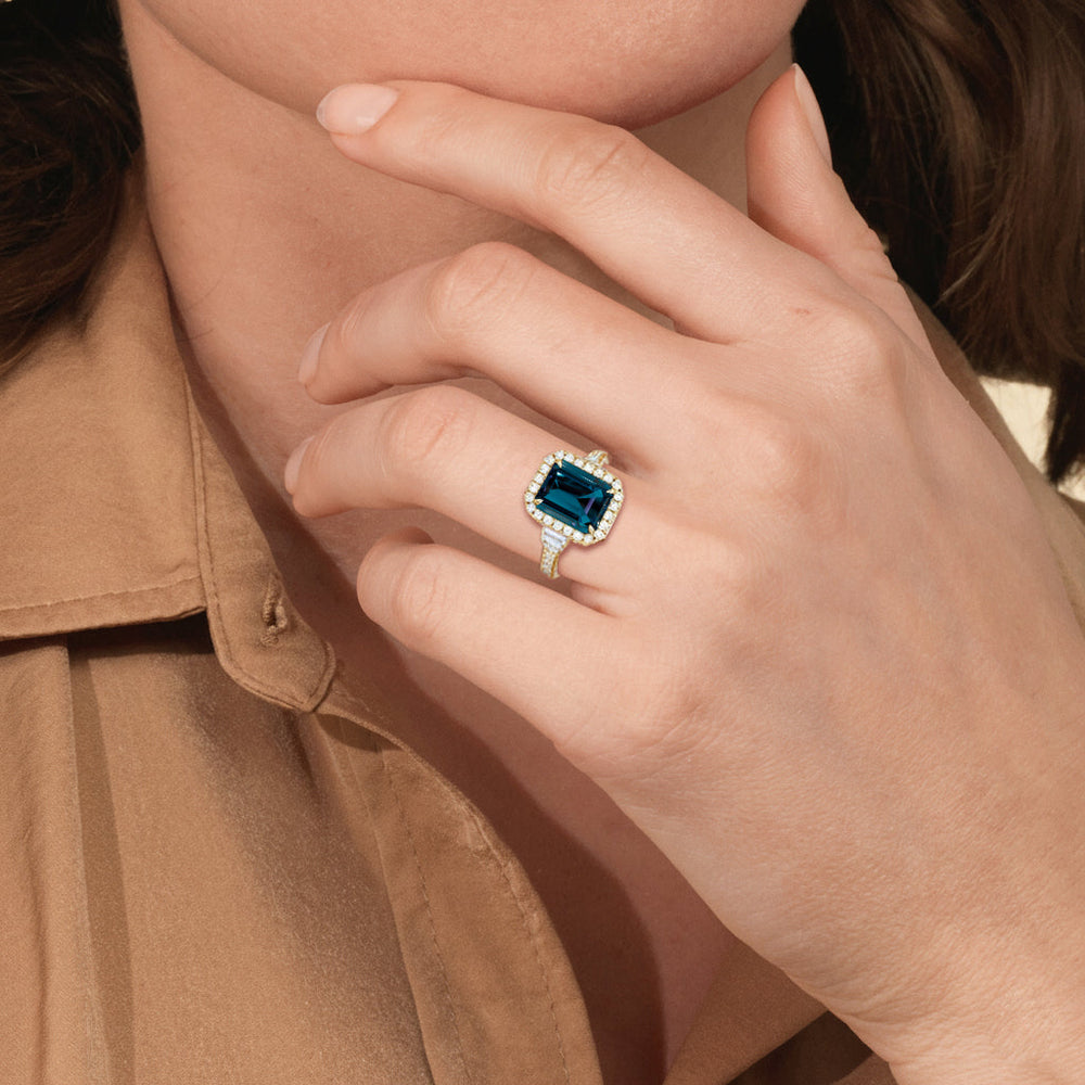 The Nocturne Ring with Created London Blue Topaz Cut Diamond in 14KT Rose Gold view 6

